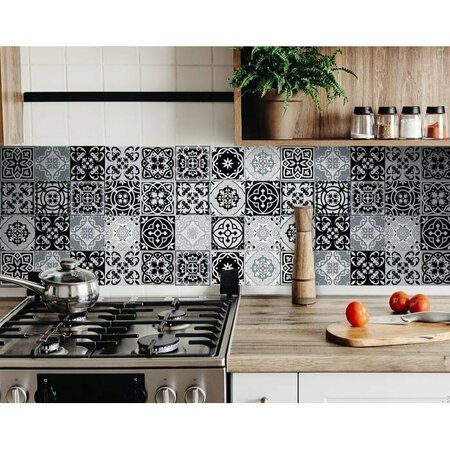 Homeroots 6 x 6 in. Black, White & Gray Mosaic Peel & Stick Tiles 399872